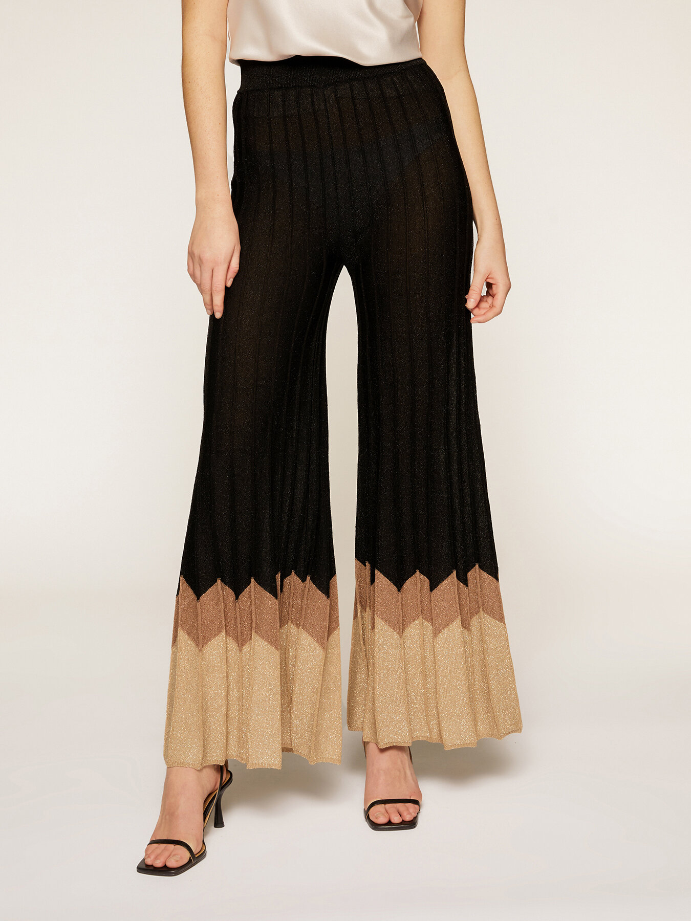 Chevron patterned knit palazzo trousers image number 0