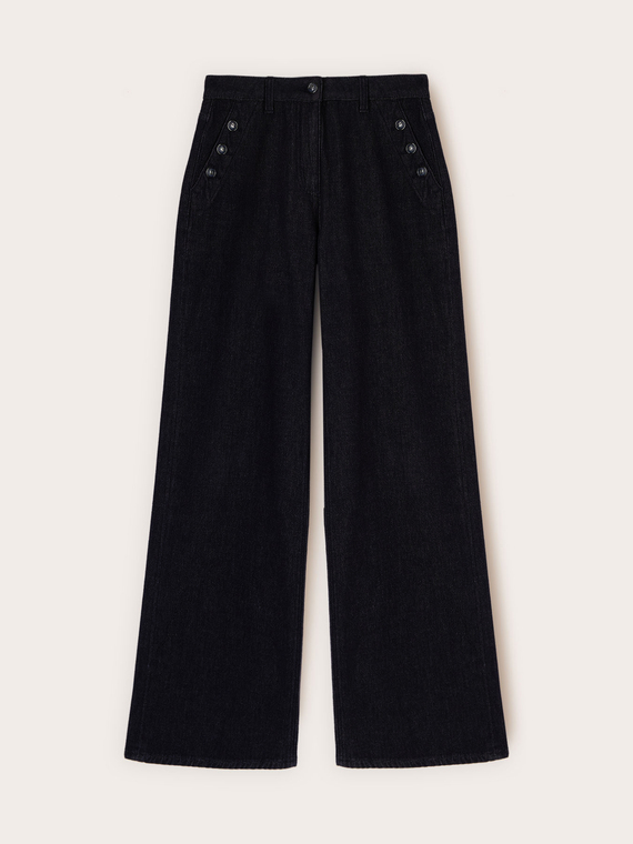 Palazzo-Jeans mit dekorativen Kn&ouml;pfen
