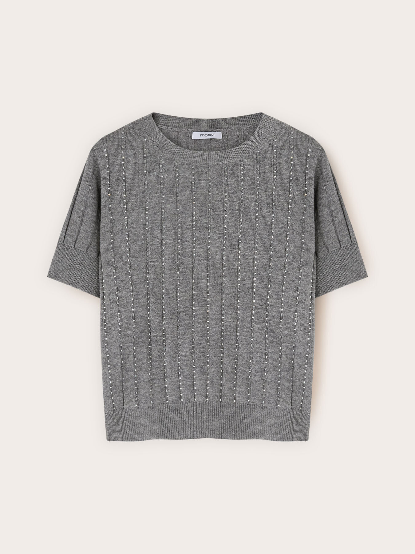 Maglia a coste con righe di strass image number 4
