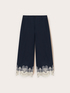 Pantaloni cropped in popeline con pizzo image number 4