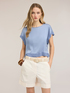Satin blouse with boat neckline image number 0