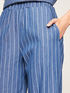 Pantaloni larghi gessati in cotone effetto denim image number 2