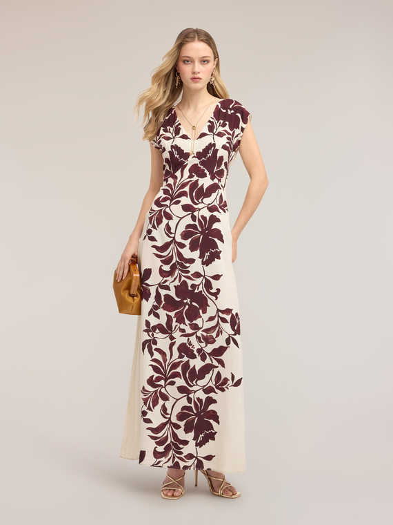 Robe longue en viscose avec imprim&eacute;