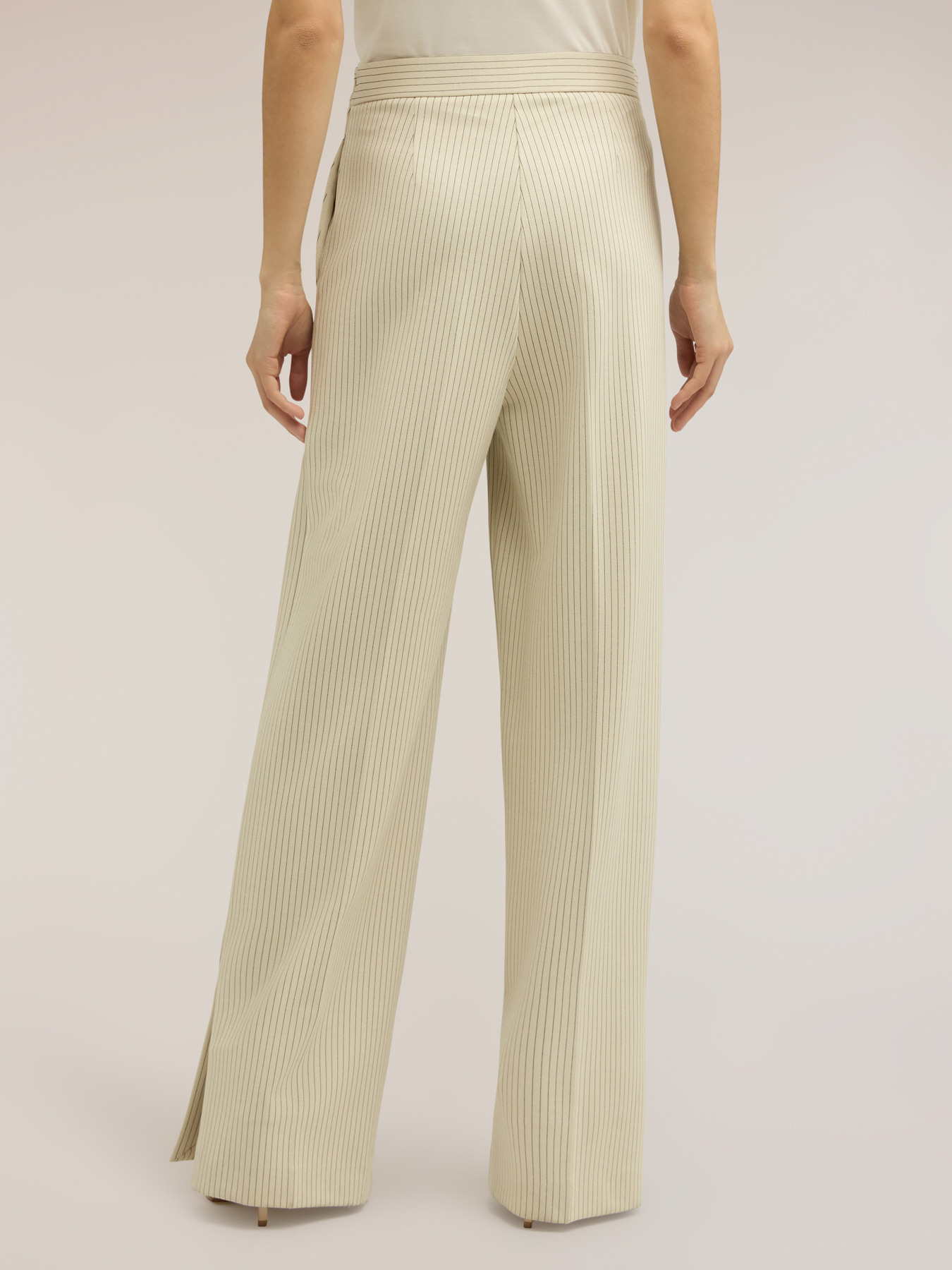 Palazzo-Hose aus gestreiftem Milano-Strick mit Schlitz image number 1