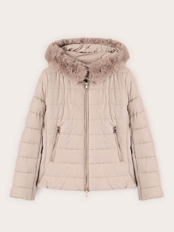 Kurze Daunenjacke mit Kapuze