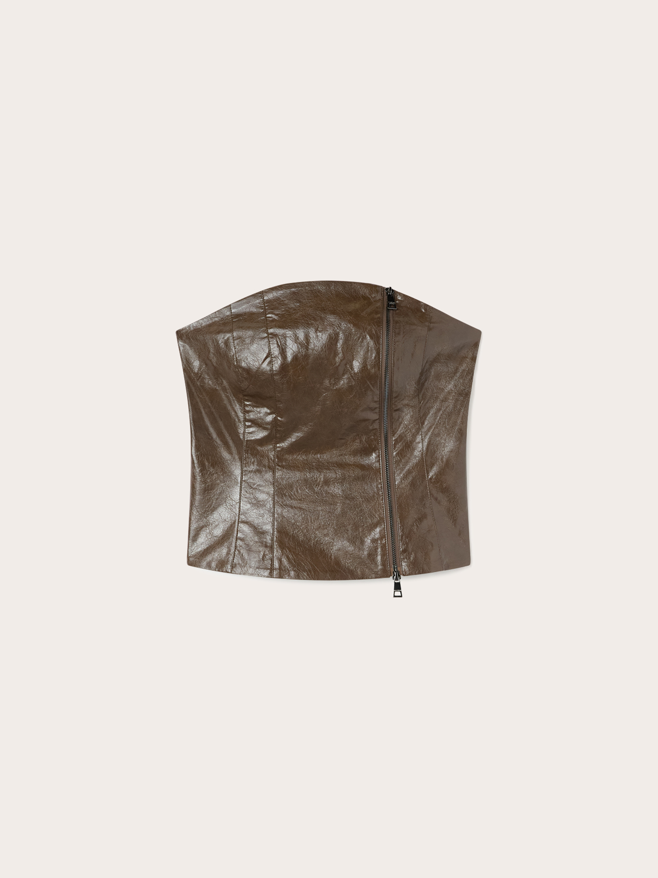 Shiny bustier with crinkle effect and zip image number 4