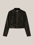 Faux leather jacket with shaping cuts image number 3