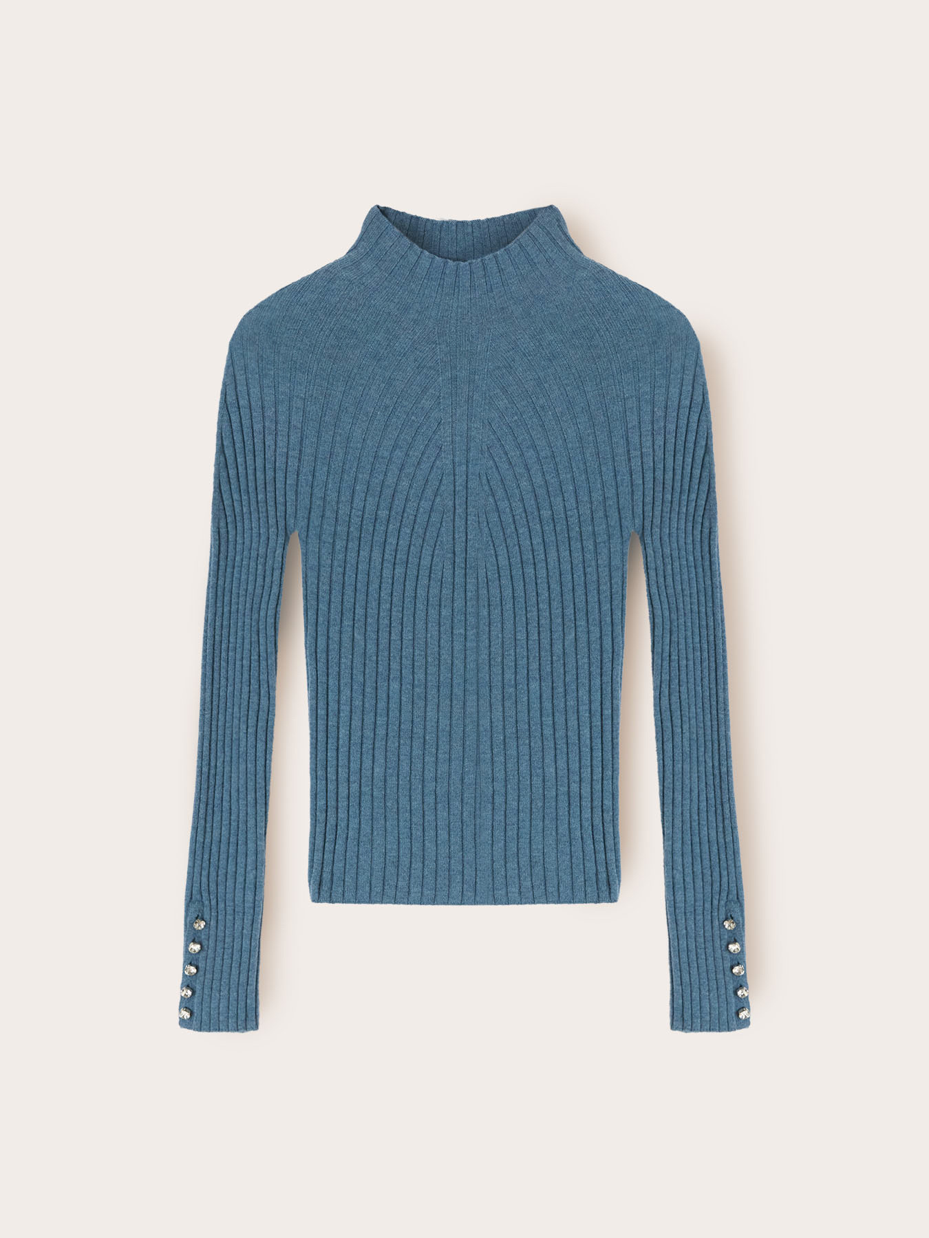 Ribbed turtleneck sweater with jewel buttons image number 4