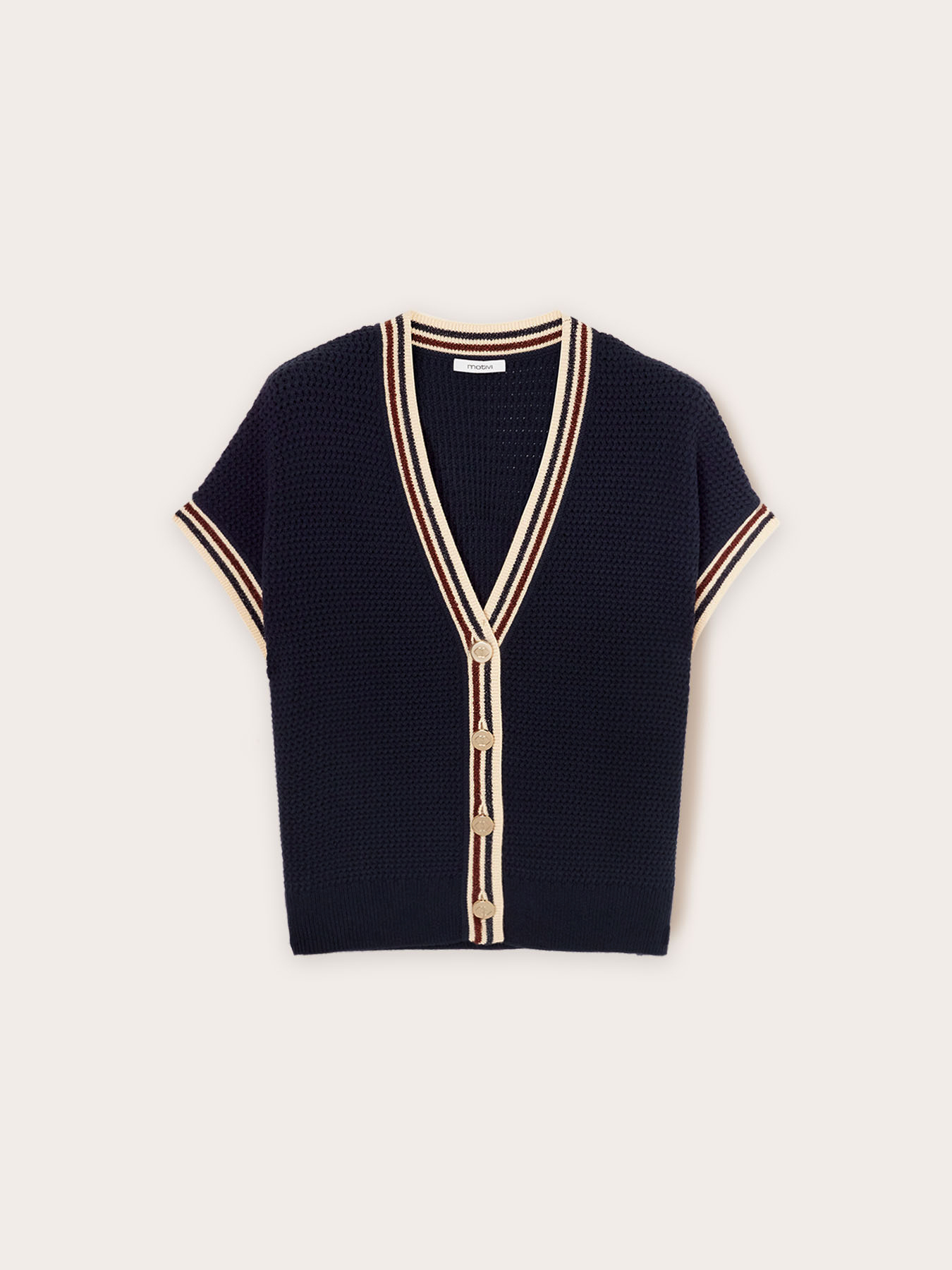 C&aacute;rdigan de punto con bordes a rayas image number 4