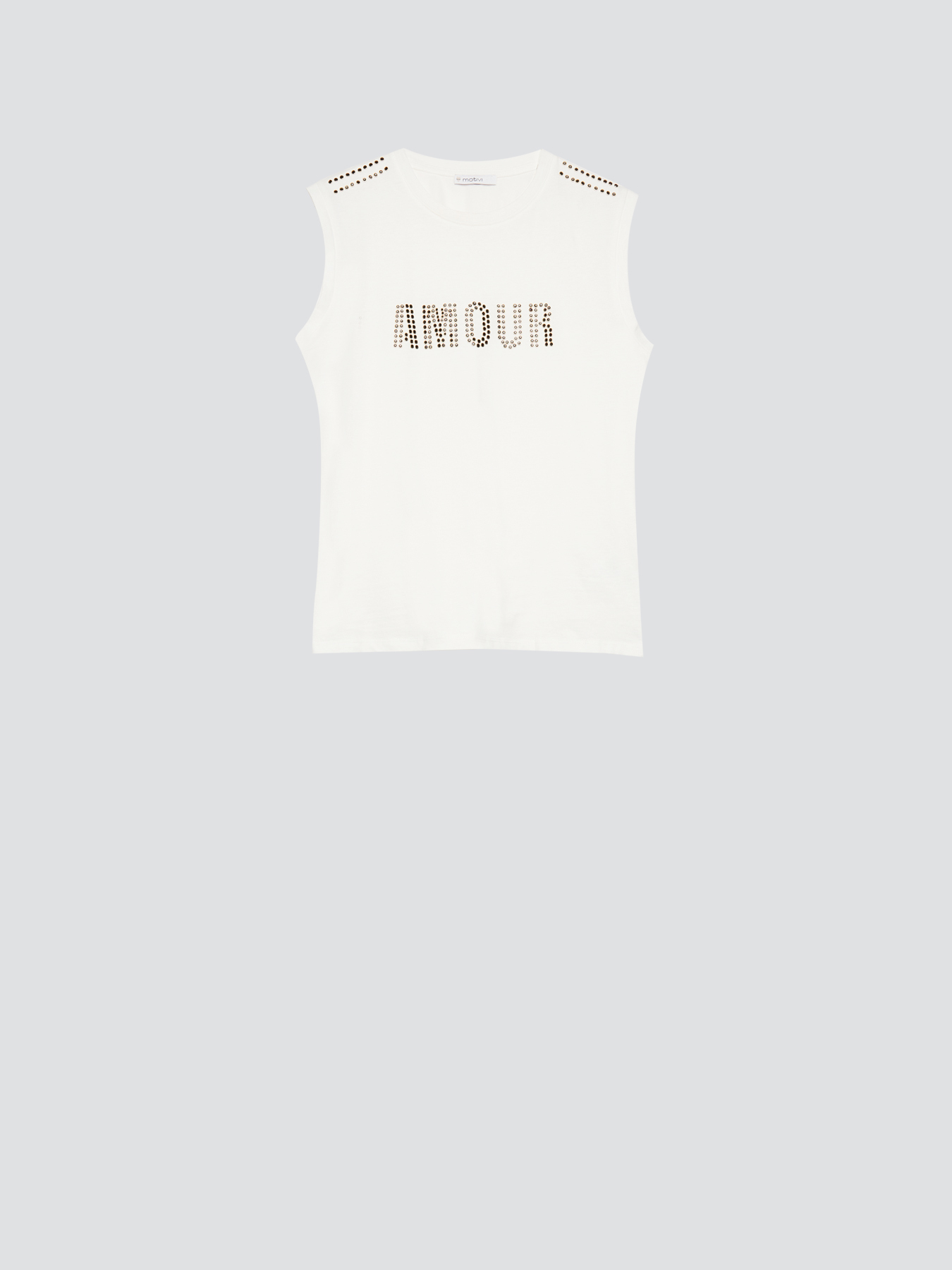 Top con scritta e strass image number 3