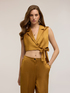 Mixed linen top with collar image number 2