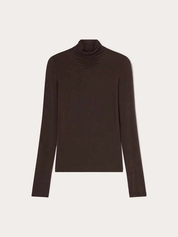 Turtleneck cashmere-blend t-shirt