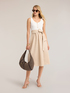 Flare dress in poplin with bow at the waist image number 2