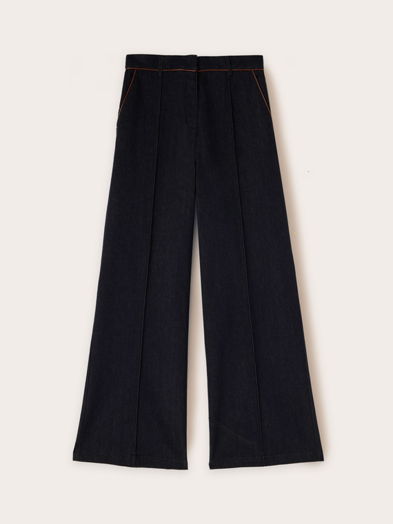 Jeans palazzo con ribete