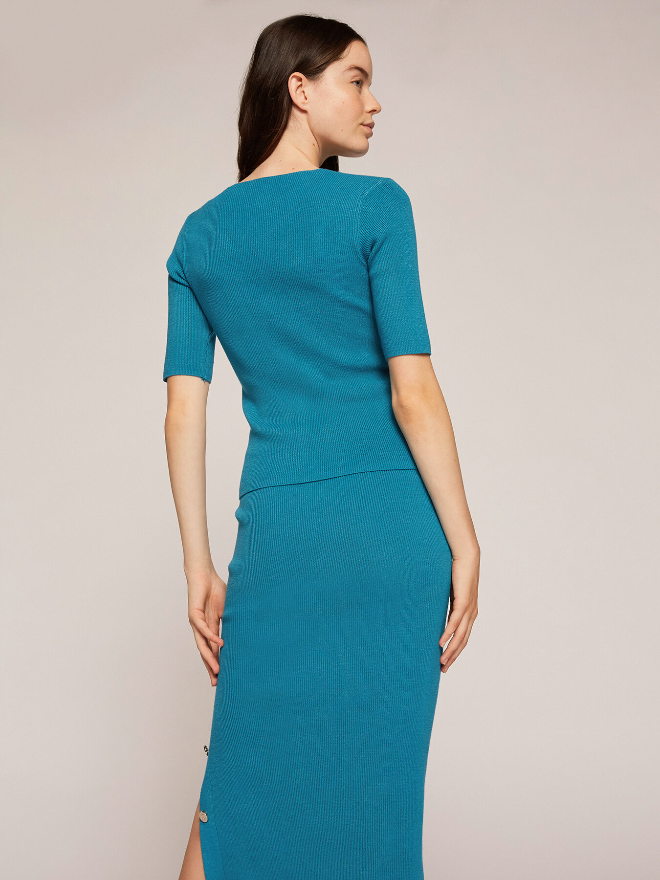 Pull &agrave; manches courtes &agrave; c&ocirc;tes avec boutons image number 1