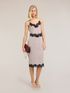 Sheath dress in twill with lace inserts image number 0