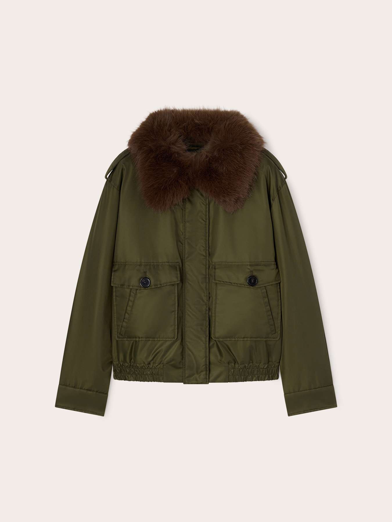 Bomber in nylon con collo removibile image number 4