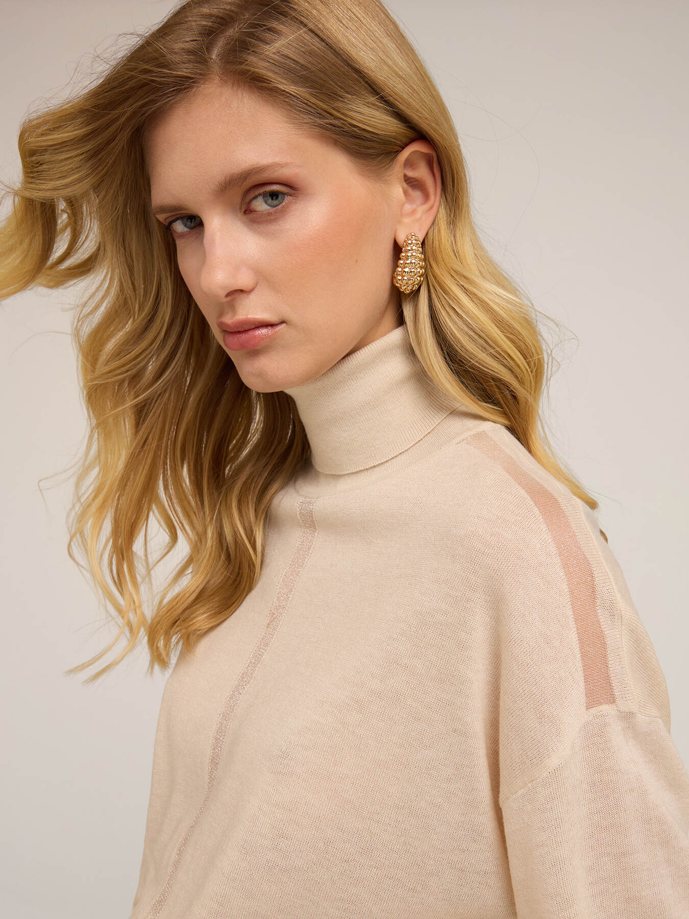 Turtleneck sweater with sheer insert image number 2