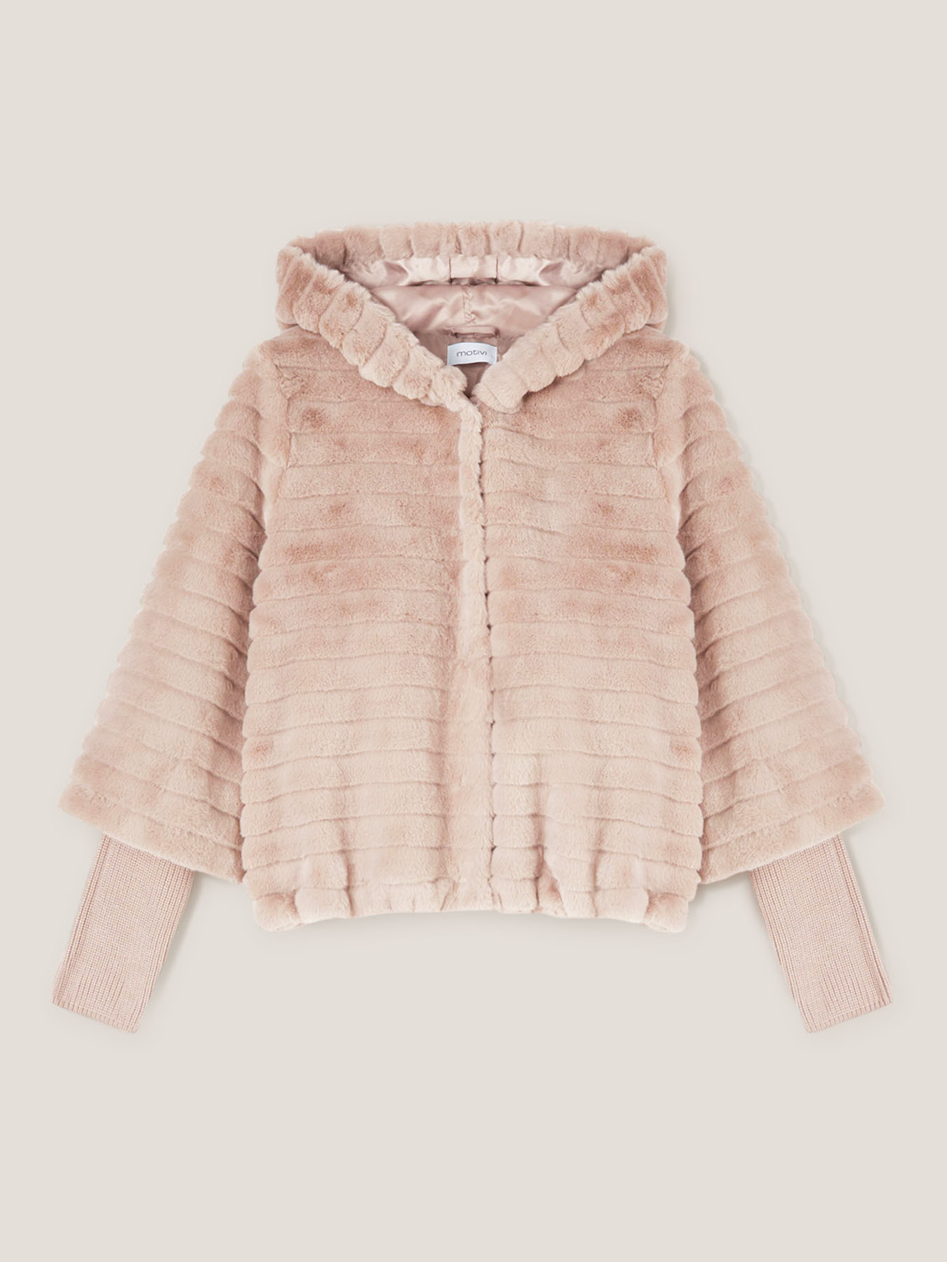 Blouson en fausse fourrure avec des poignets en tricot image number 3