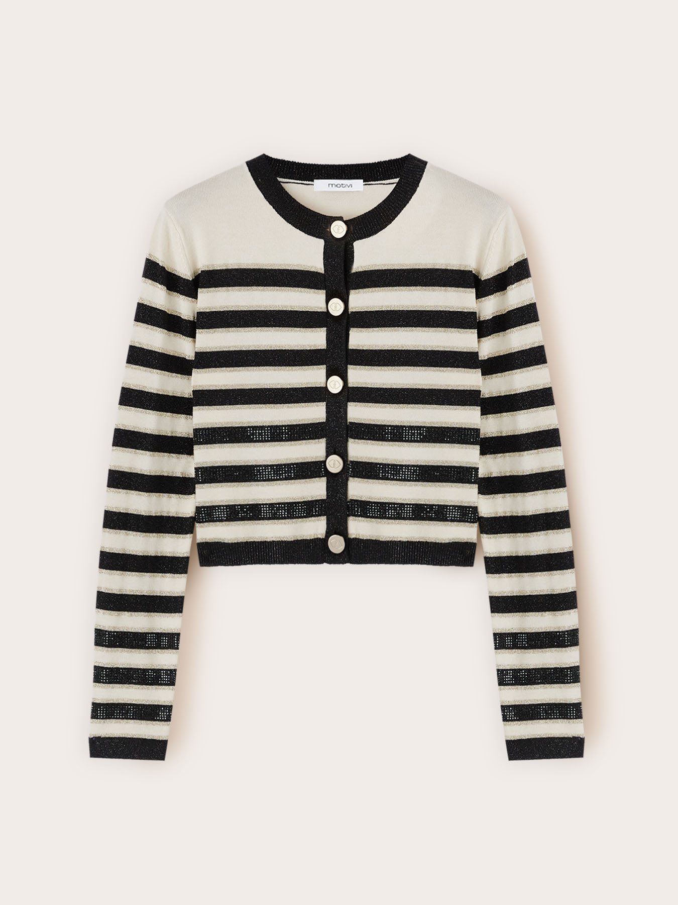 Striped lurex cardigan with studs image number 4