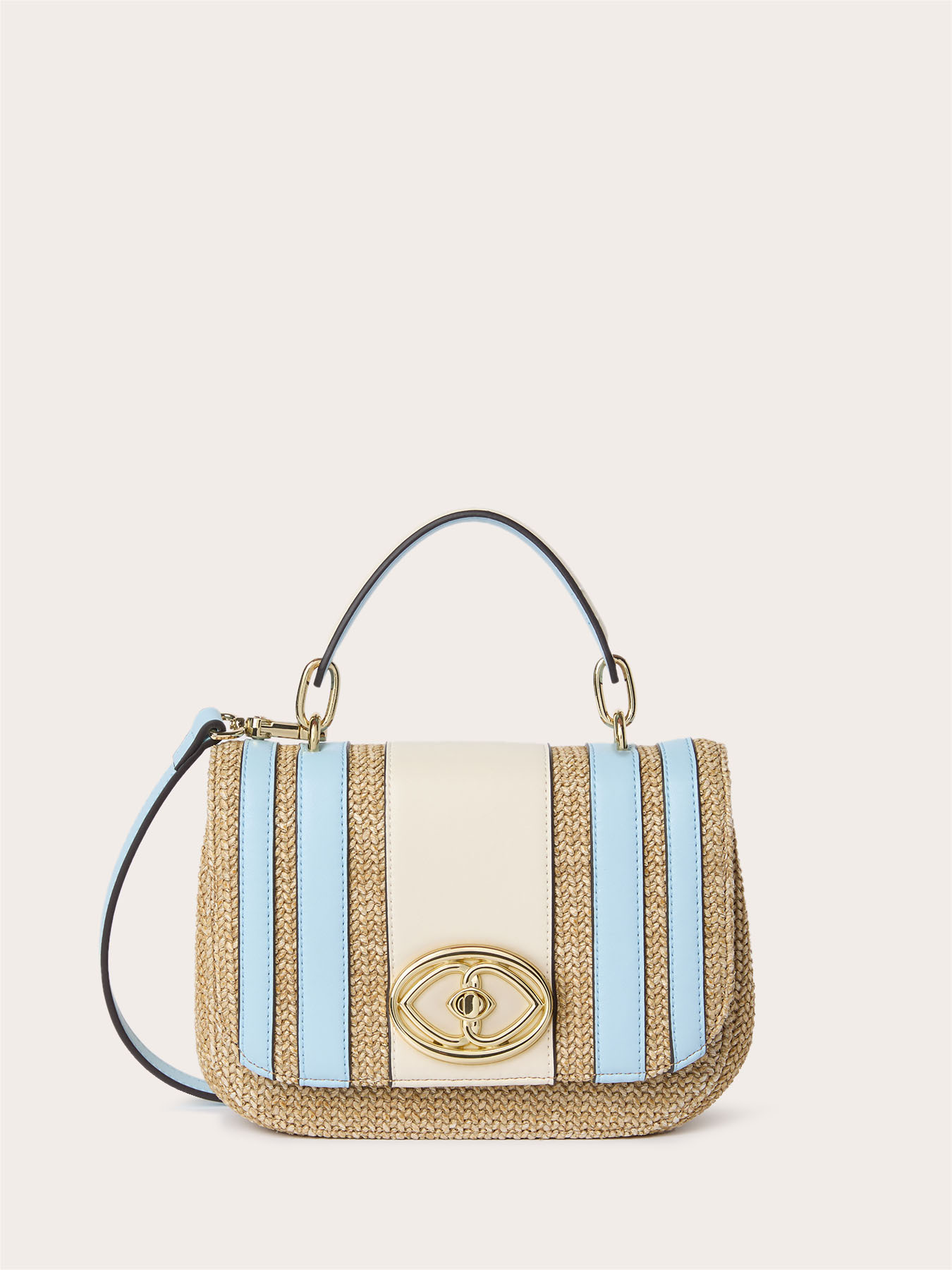 Raffia and striped crossbody bag image number 1