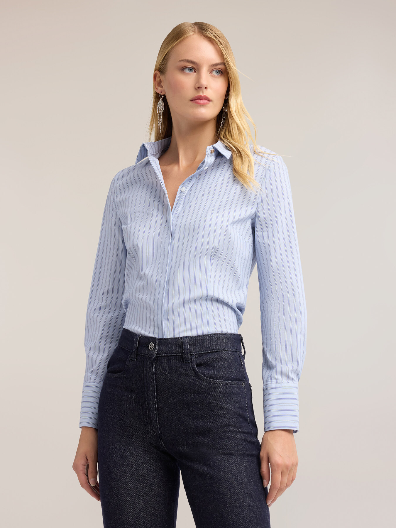 Striped poplin shirt image number 0