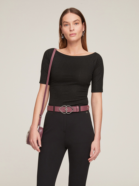 Motivi T-shirt scollo a barca in maglia lurex Donna