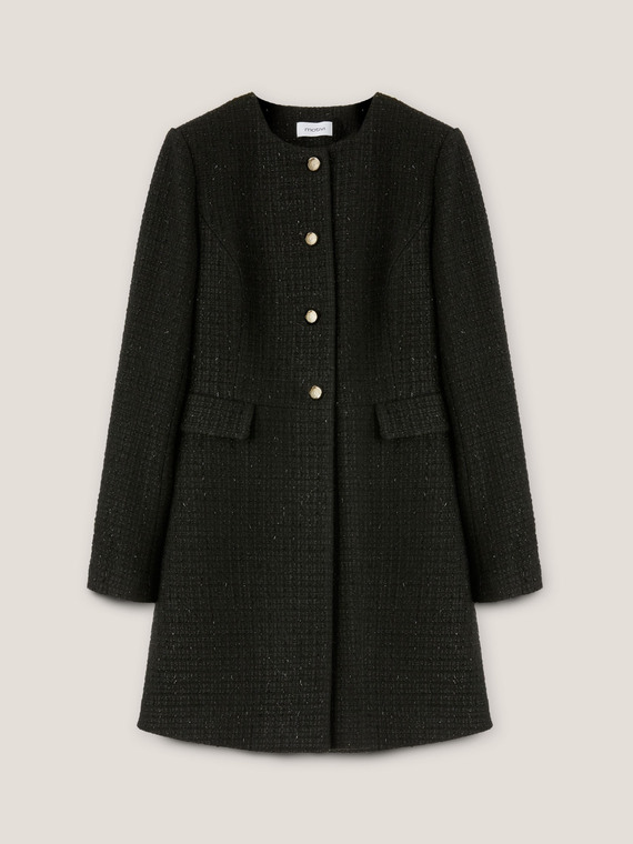 Light lurex-blend tweed coat