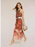 Long satin dress with tropical print image number 2