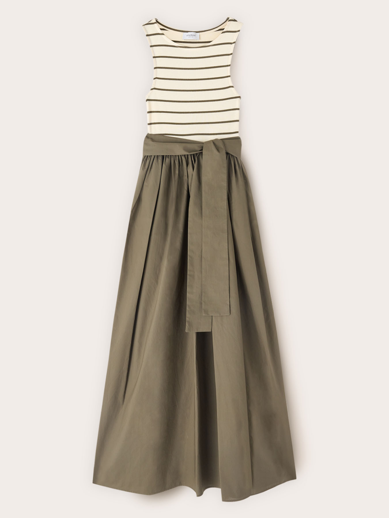 Vestito con gonna in popeline e top a righe image number 4
