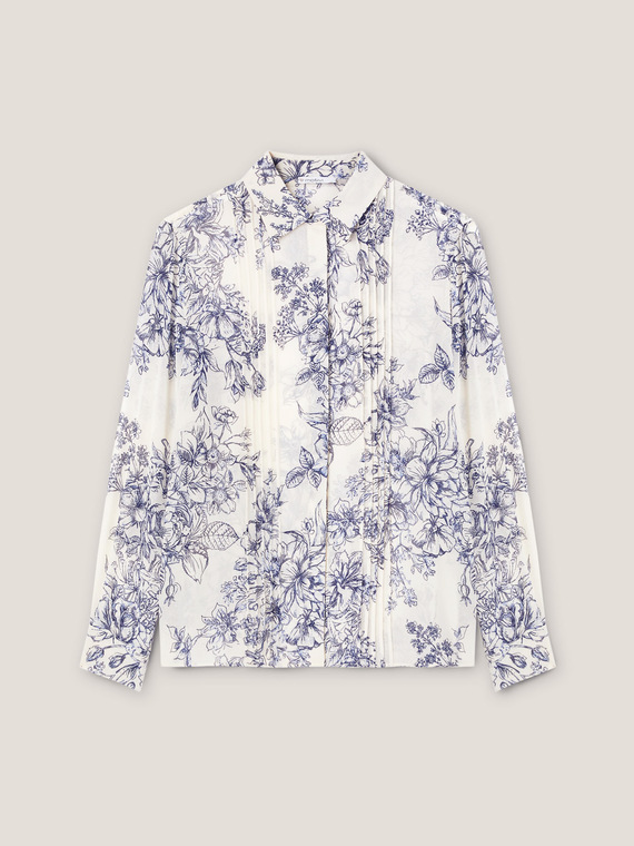 Camisa con pliegues y estampado floral
