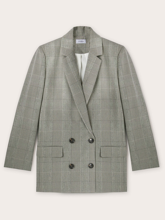 Glen plaid patterned blazer jacket
