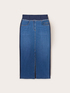 Long denim skirt with pinstripe insert image number 4