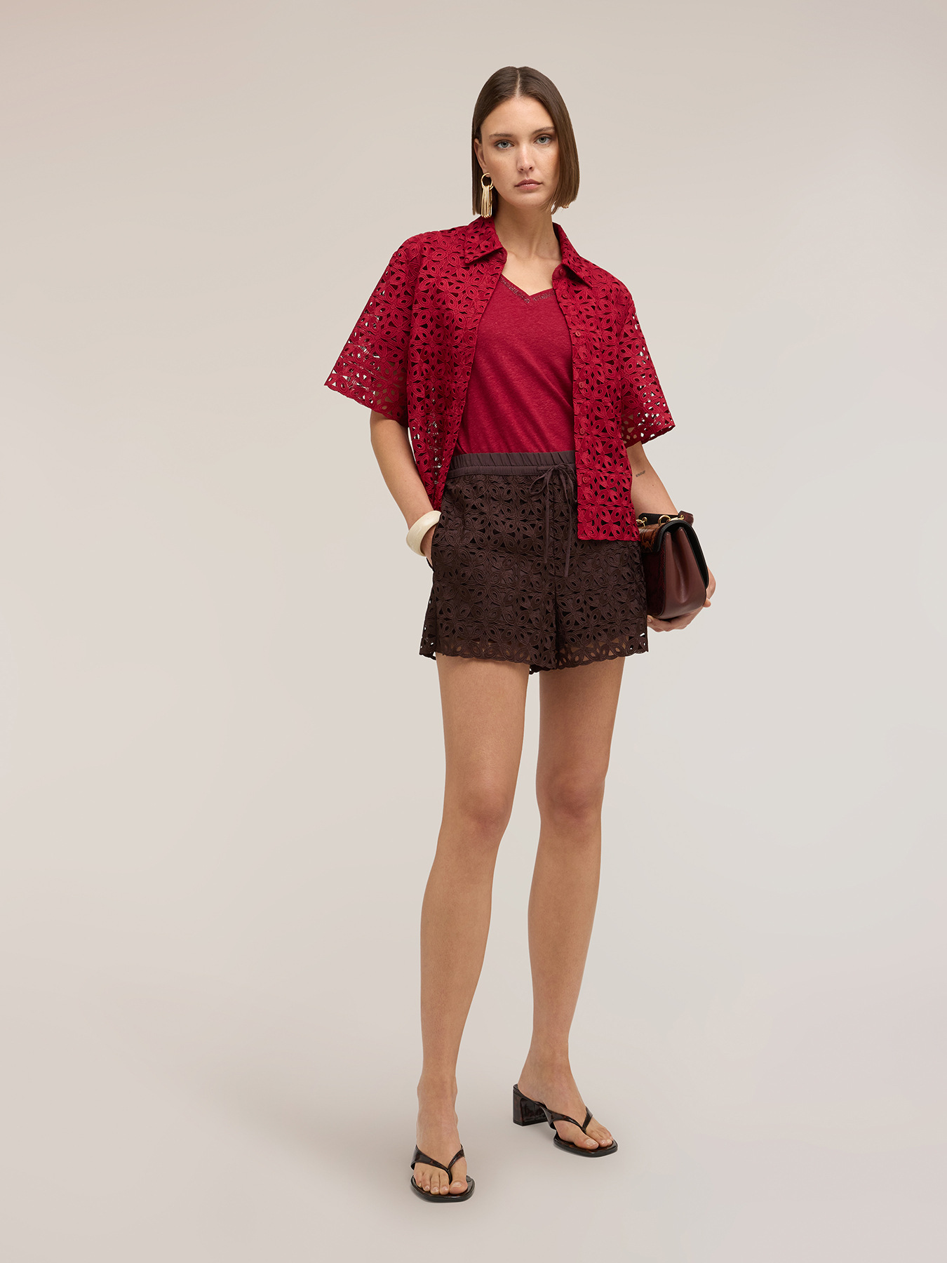 Macram&eacute; lace shorts image number 0