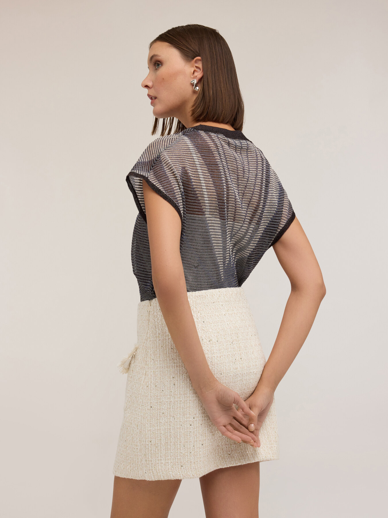 Geometric pattern kimono sweater with top image number 1