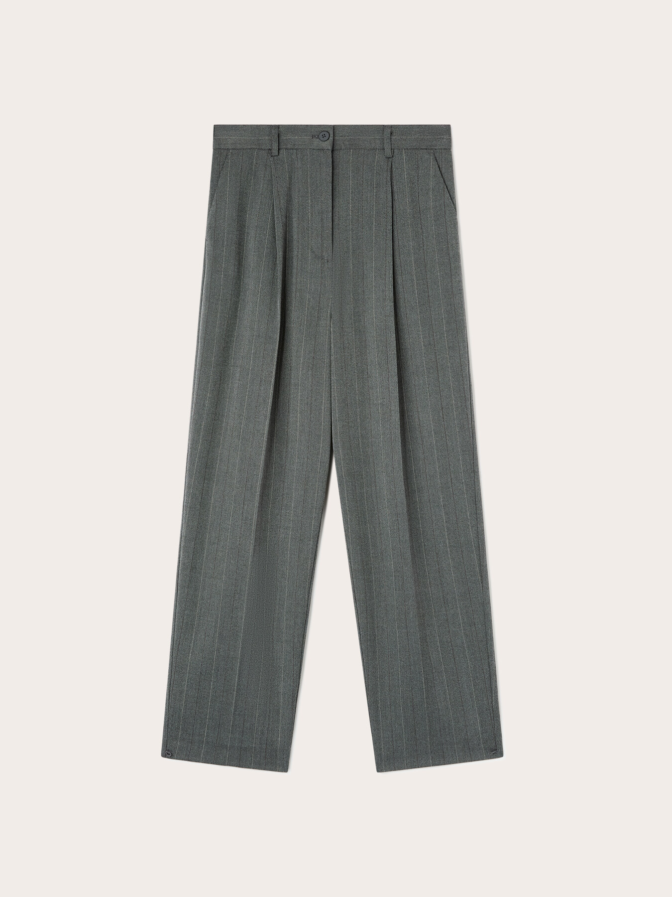 Yarn-dyed pinstripe barrel pants image number 4