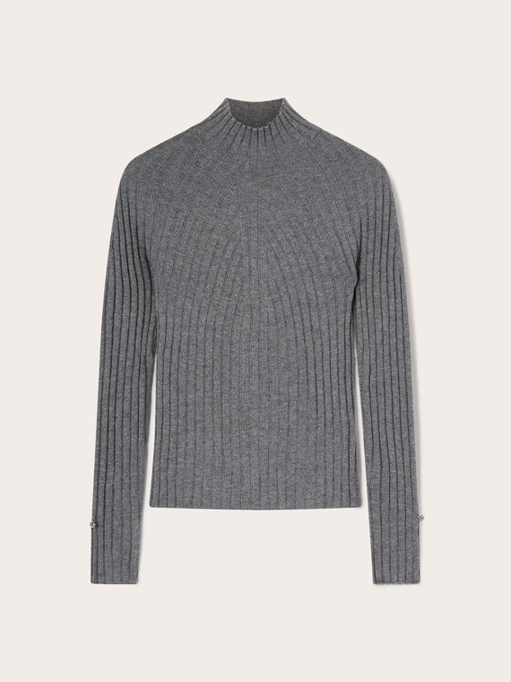 Ribbed turtleneck sweater in wool blend