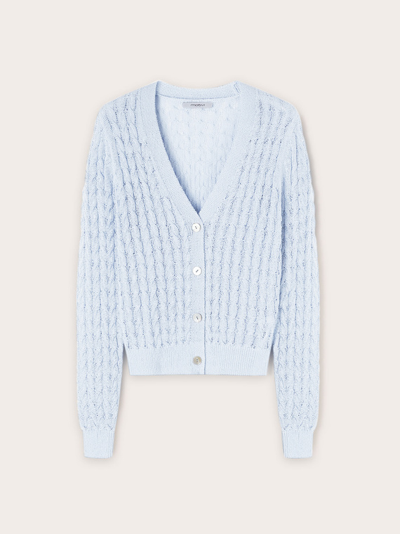 Short cardigan with cable knit