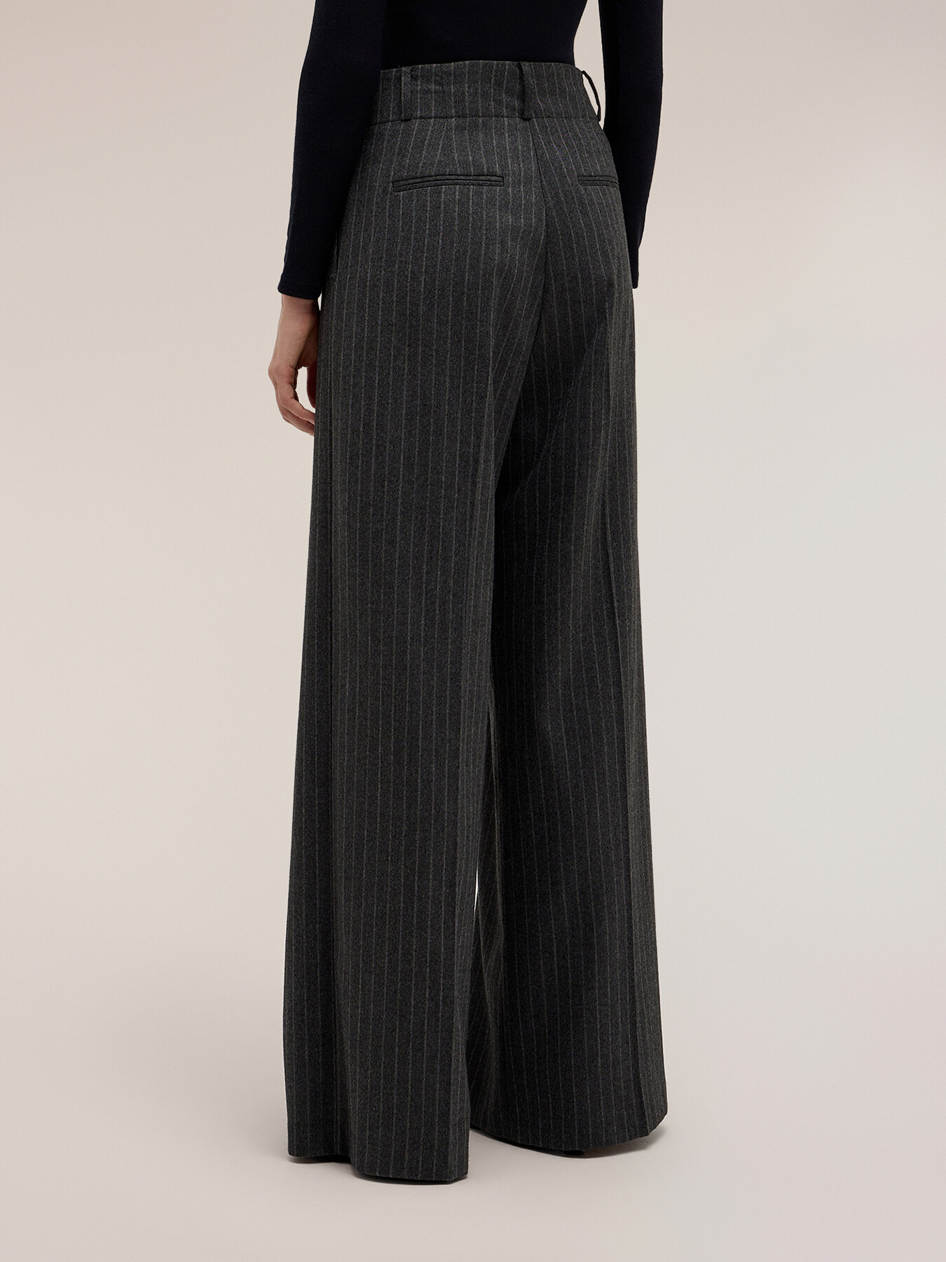 Pinstripe palazzo pants The Tailoring Lab image number 2