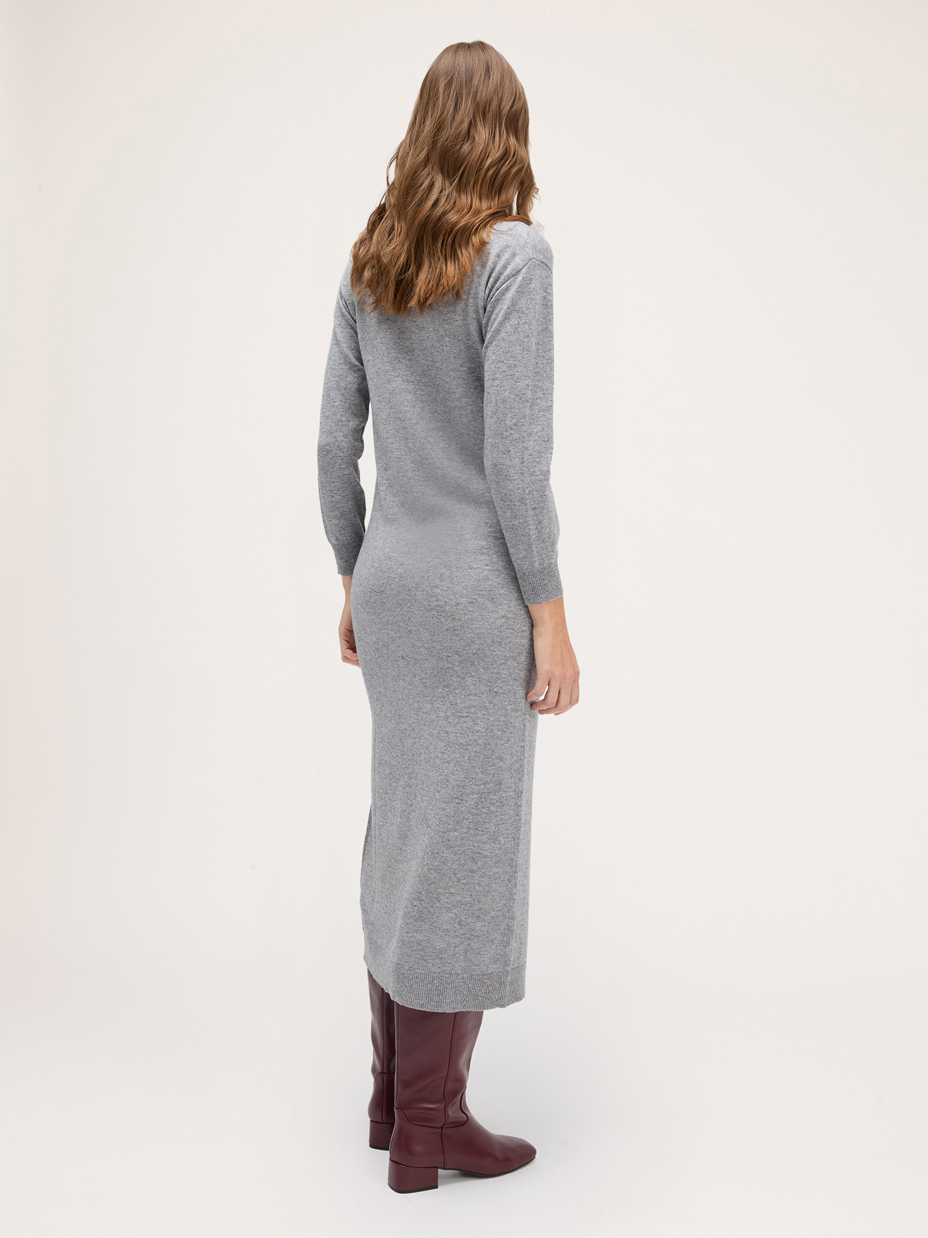 Vestito lungo in maglia misto lana