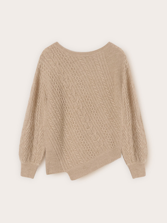 Asymmetrical cable-knit sweater