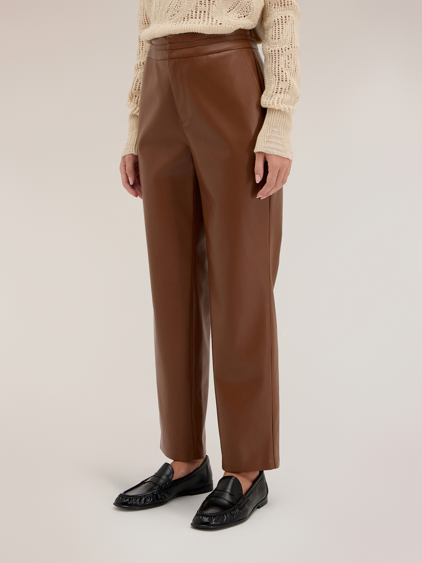 Regular fit trousers with shiny effect image number 1