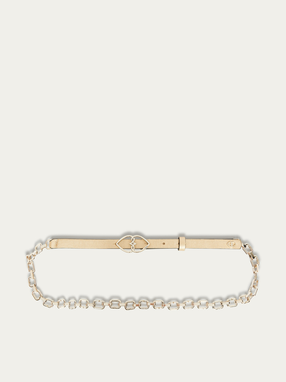 Faux leather belt and chain