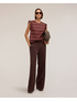 Pantalon palazzo en popeline avec pinces image number 0