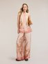 Satin top with print and ruffled collar image number 2