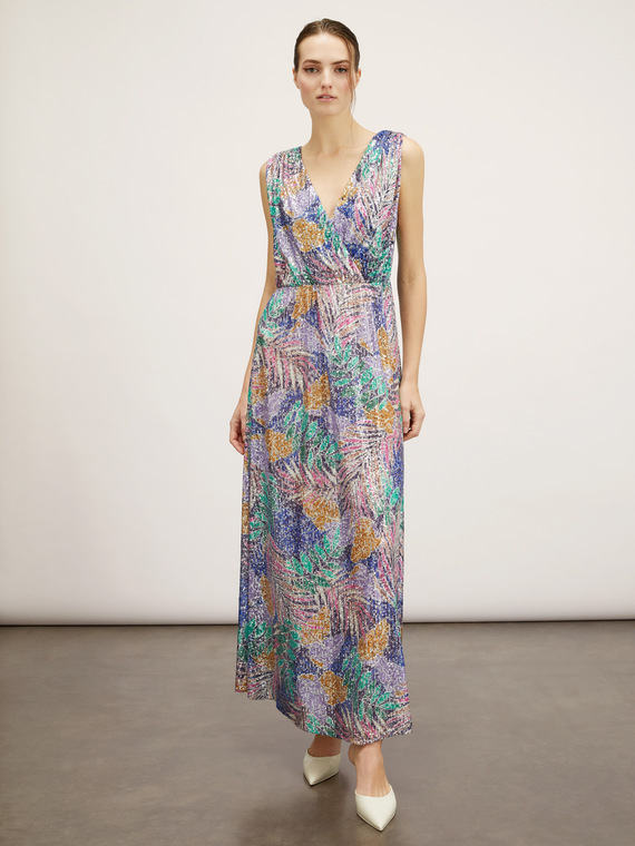 Long jungle embroidered dress