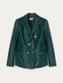 Long faux leather blazer jacket image number 3