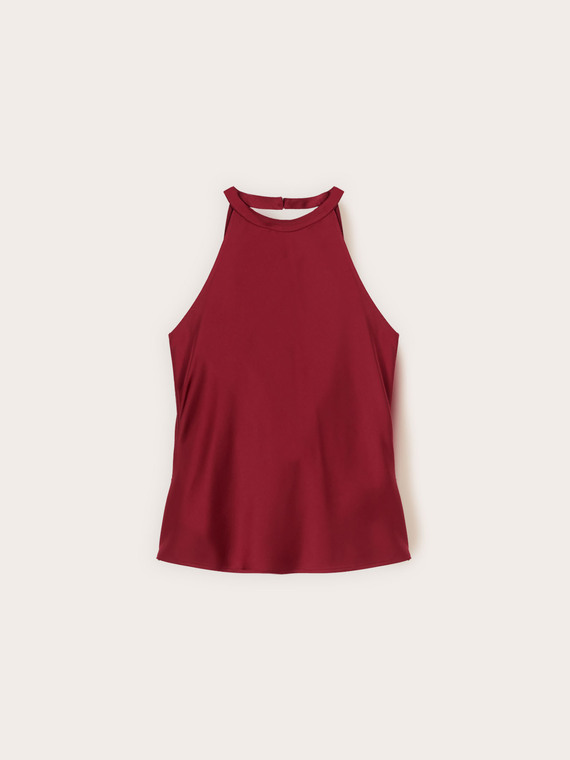 Top en satin avec drap&eacute; au dos