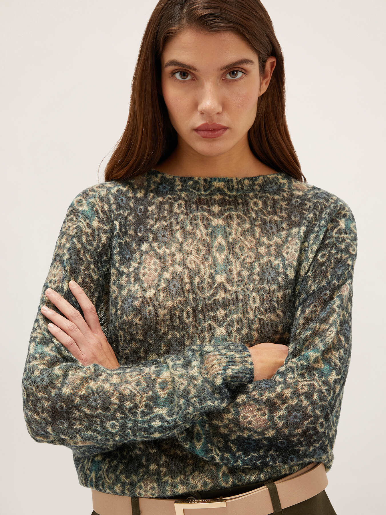 Pull en alpaga m&eacute;lang&eacute; imprim&eacute; image number 0