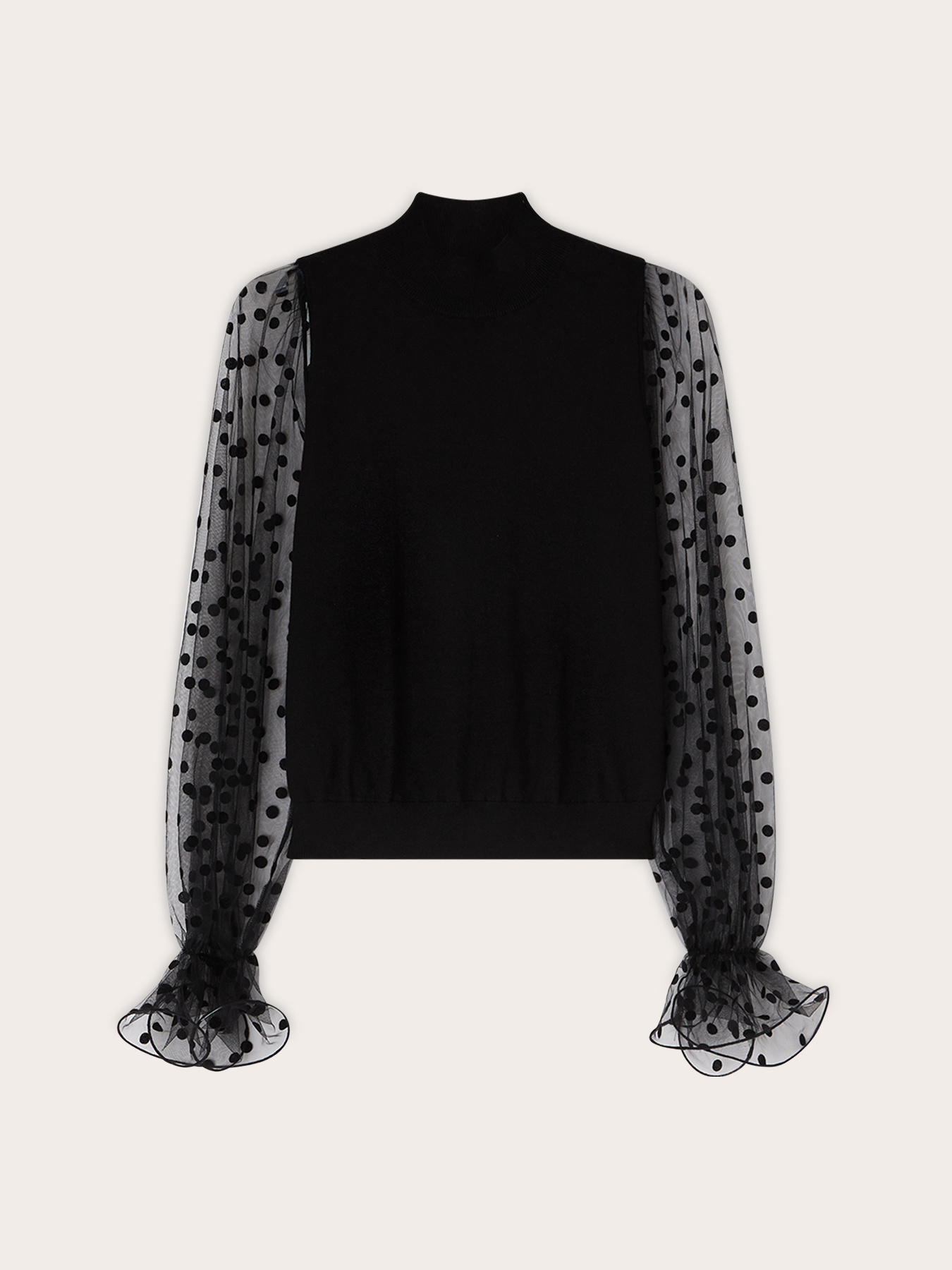Viscose turtleneck sweater with tulle sleeves image number 4